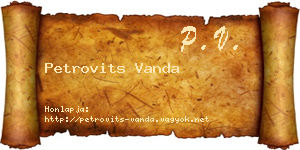 Petrovits Vanda névjegykártya